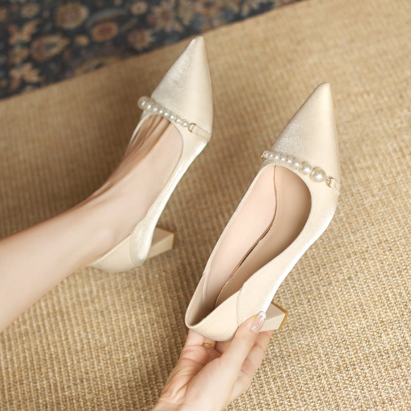 Sparkling Pearls Pointed Toe High Heels