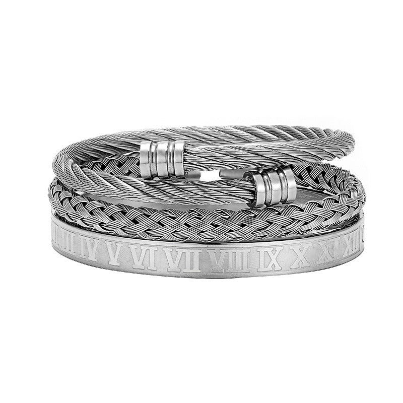 Vintage Roman Numerals Stainless Steel Bracelet