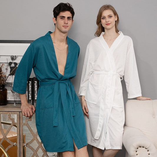 Couple Robes Waffle  Women Men Loungewear Bathrobe