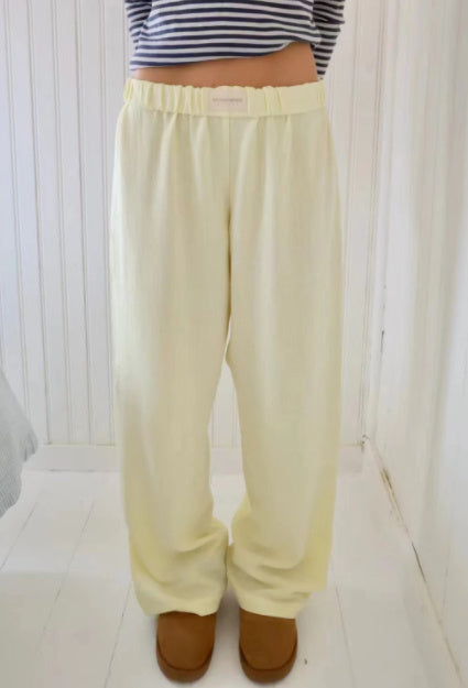 Striped Elastic High Waist Wide Leg Straight Pants