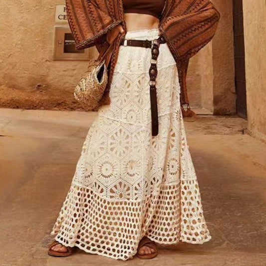 Art Retro Lace Style  Patchwork A- Line Skirt