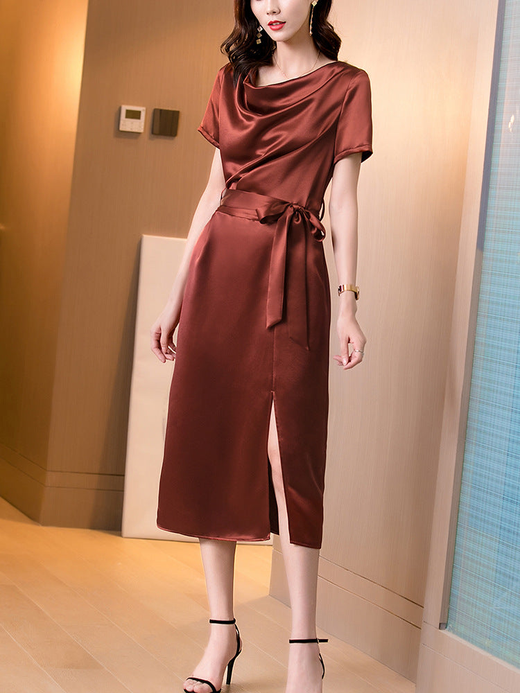 Silken Sensation Satin Slit Dress