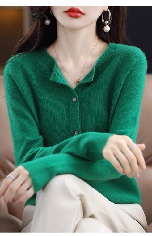 Cashmere Cardigan Sweater with Long-sleeve