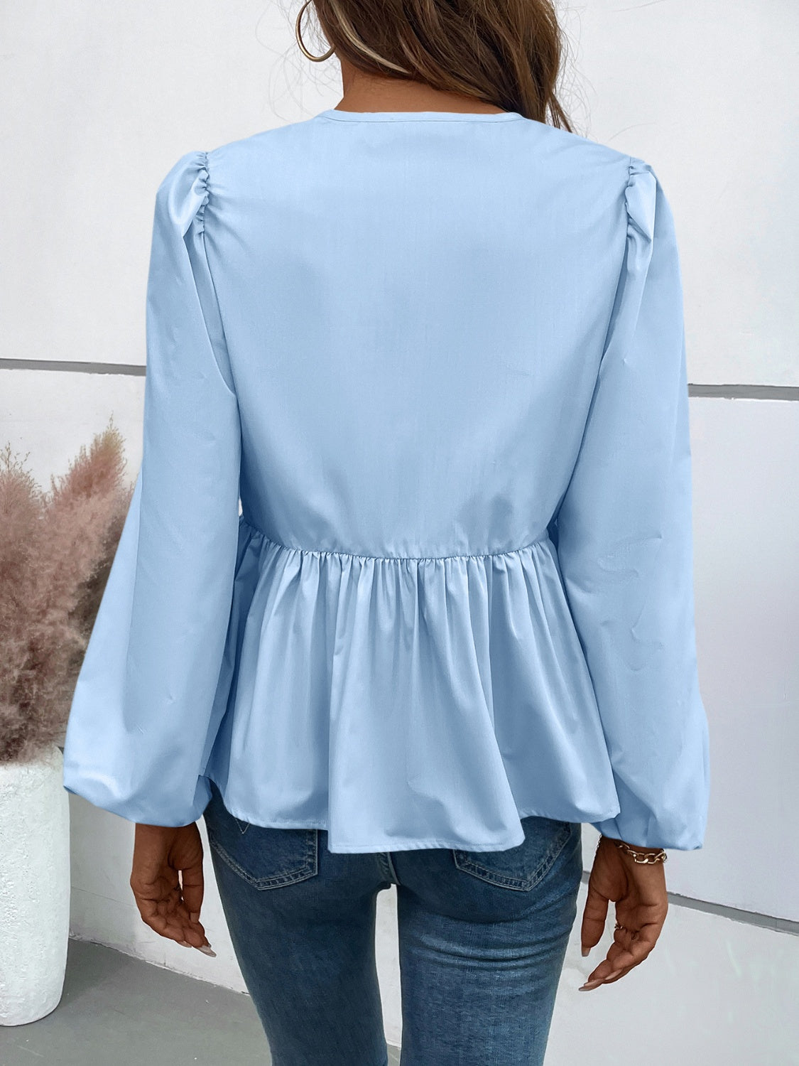 Ivy Lane Peplum Tied Blouse