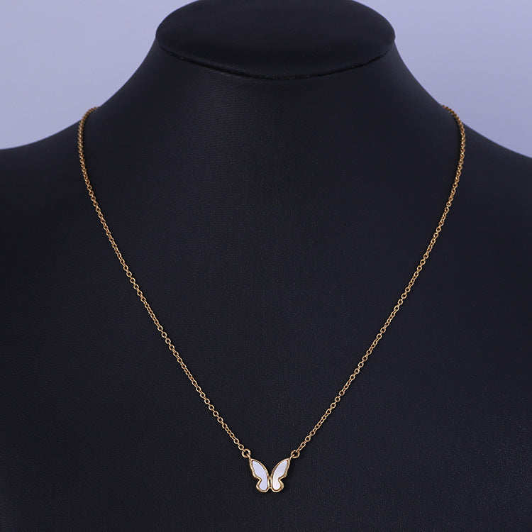 Natural Genuine Mother of Pearl Butterfly Delicate Gold Plated Clavicle Chain.