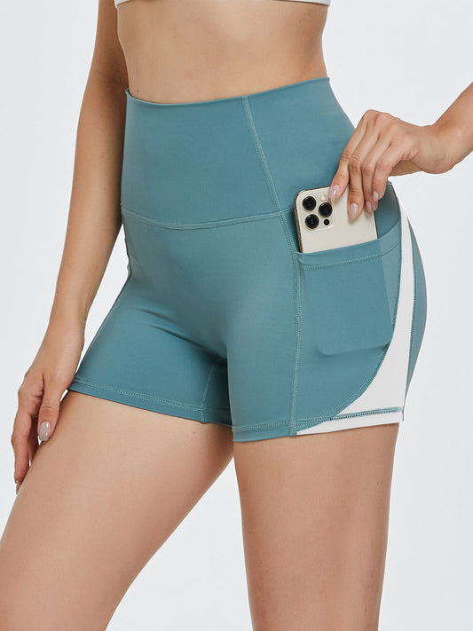 Two- Color High Waist Active Shorts w/ Packets