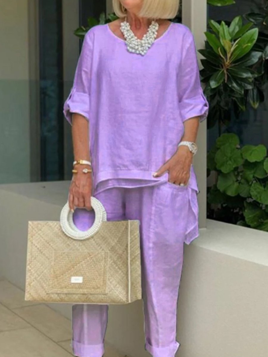 Bliss Zone Relaxation Solid Color Loose Leisure Suit