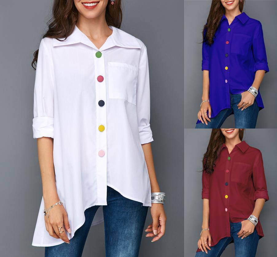 Colorful Buttons White Shirt