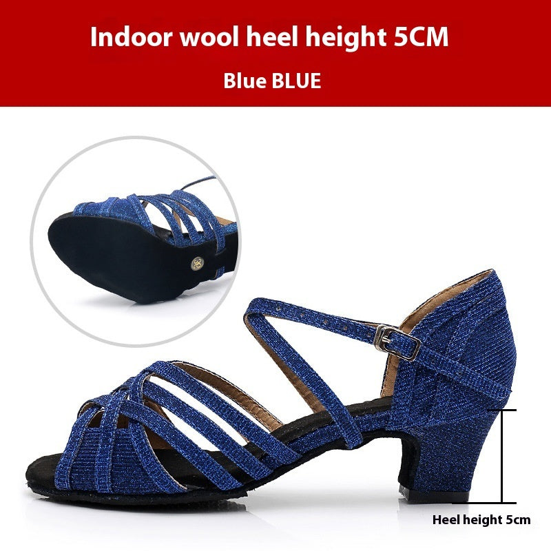 Rhinestones Latin Soft Bottom High Heel Dance Shoes