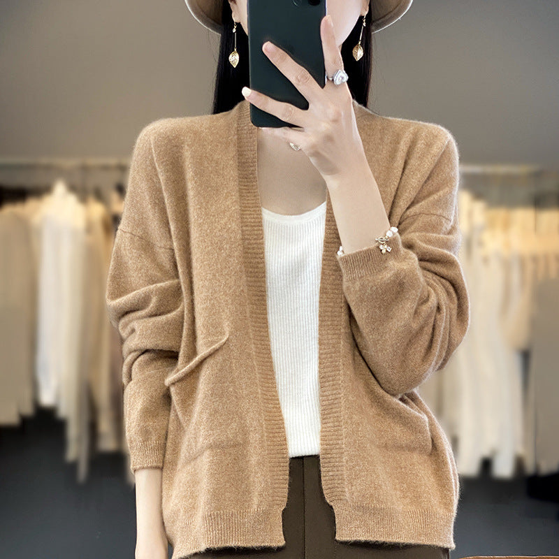 Soft  V-neck Loose Slimming Cardigan