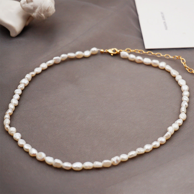 Freshwater Genuine Baroque Pearl Necklace Clavicle Chain. 2 Pearl Sizes.