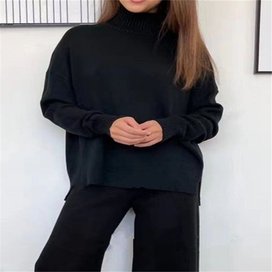 Turtleneck Sweater Knitted Tracksuit 2 Pieces Sets