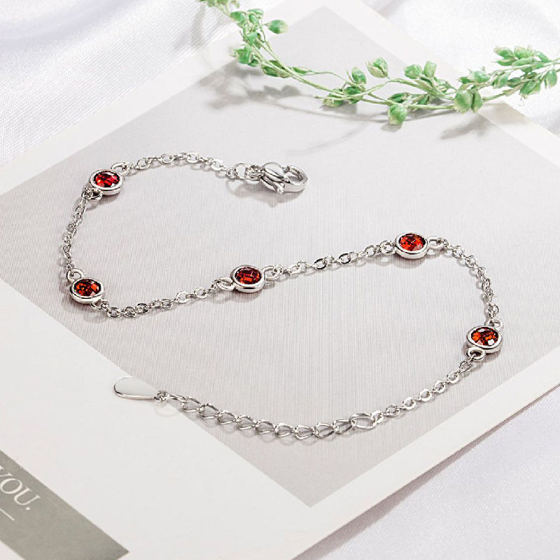Dainty 925 Sterling Silver Bracelet With Zircon Gemstone.