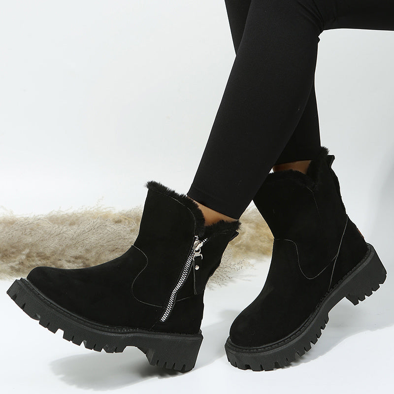 Luxe Suede Thick Warm Fur Ankle Snow Boots