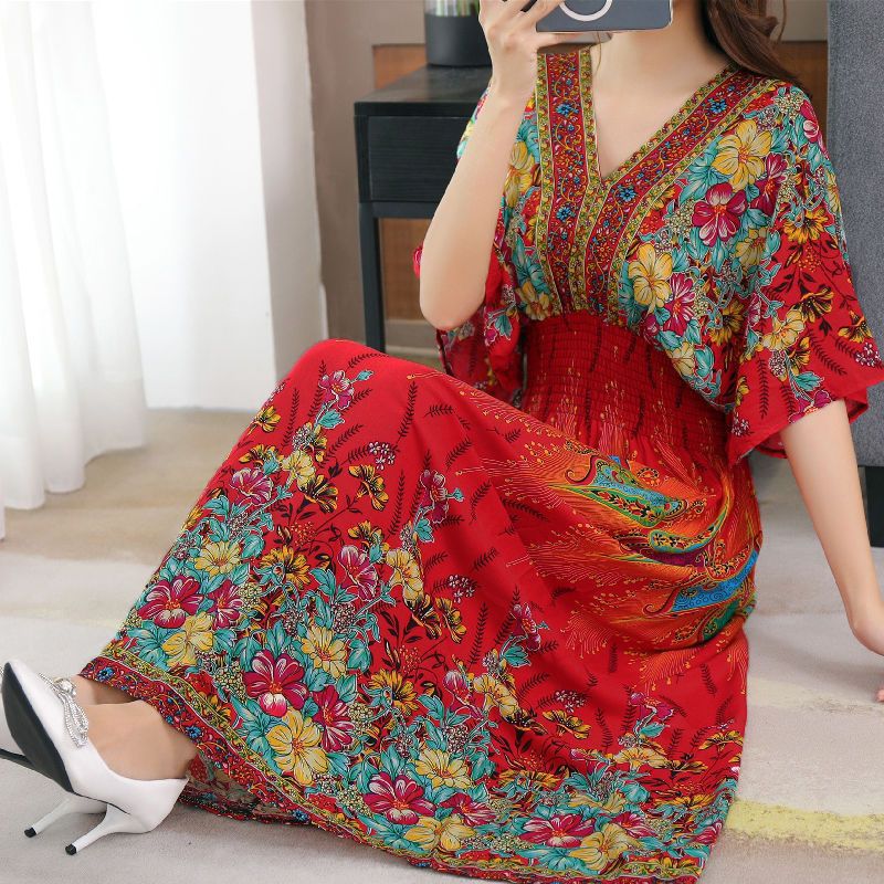 Silk Petals Vintage Printed Cotton Dress