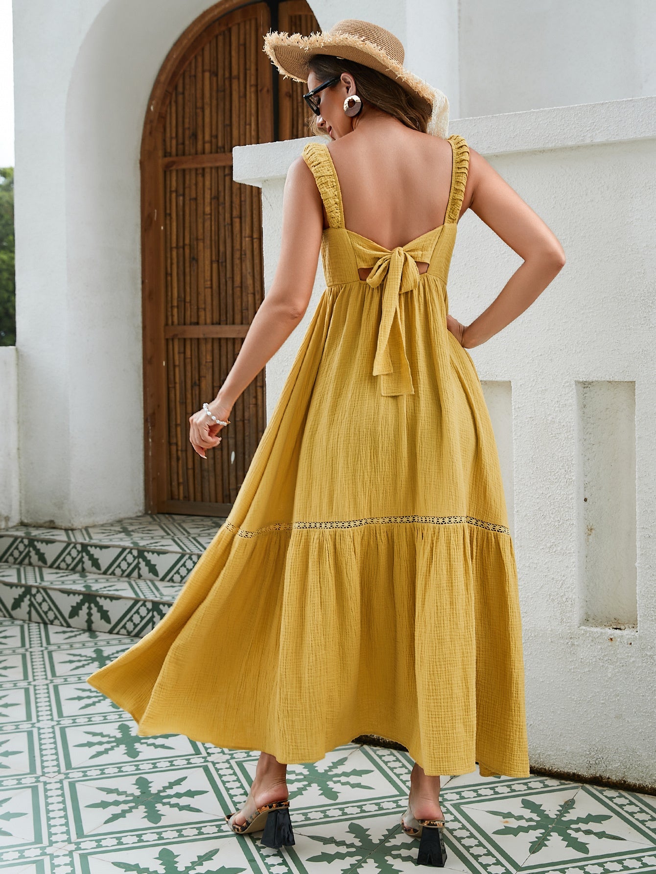 French Elegance Summer Yellow  Maxi Dress