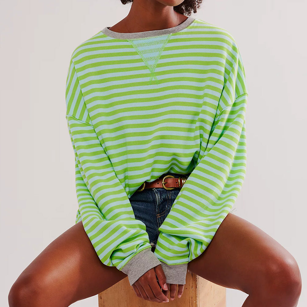 Multicolor  Fashion Striped Loose Sweater Top