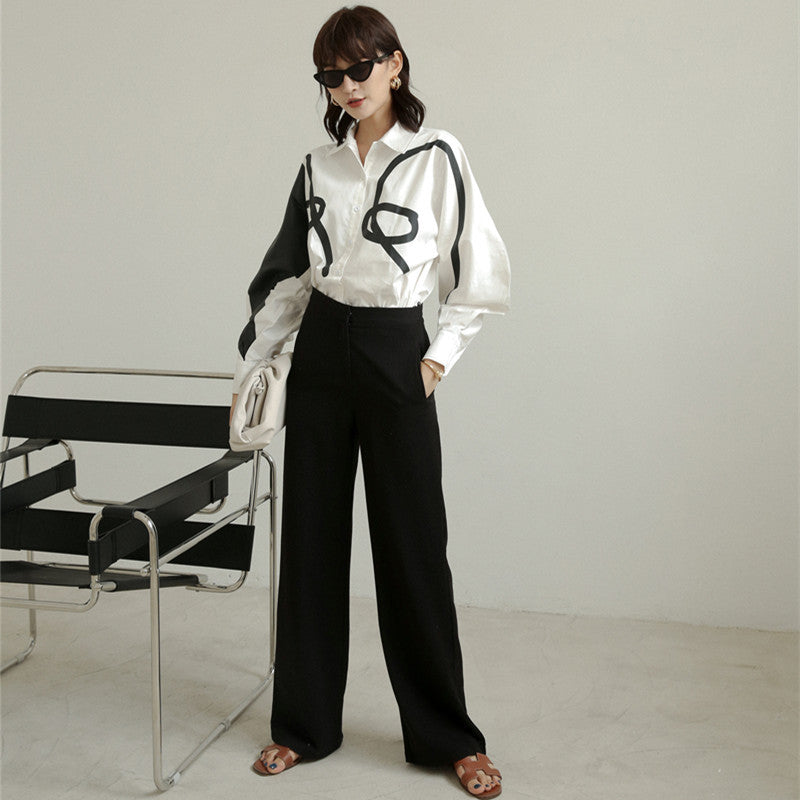 Graffiti Print Loose Fit Button Down Shirt