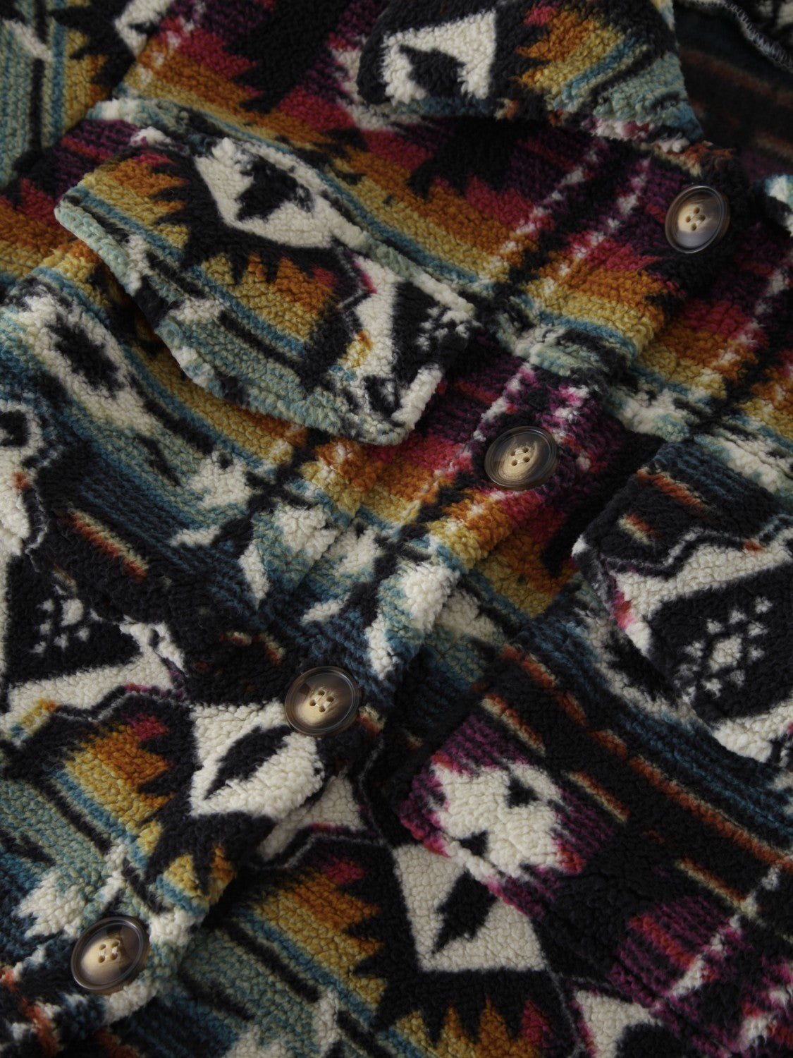 Multicolor Geometric Art Jacket with  Dropped Shoulder Balloon Sleeves