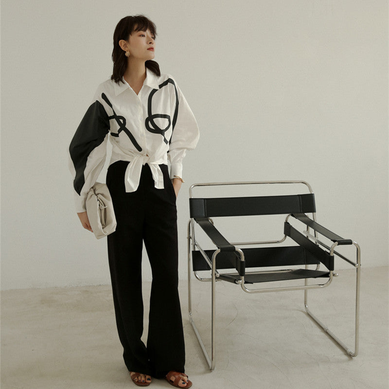 Graffiti Print Loose Fit Button Down Shirt