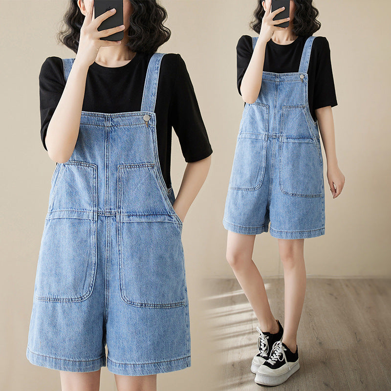 Cool Casual Front Pockets Denim Strap Overalls
