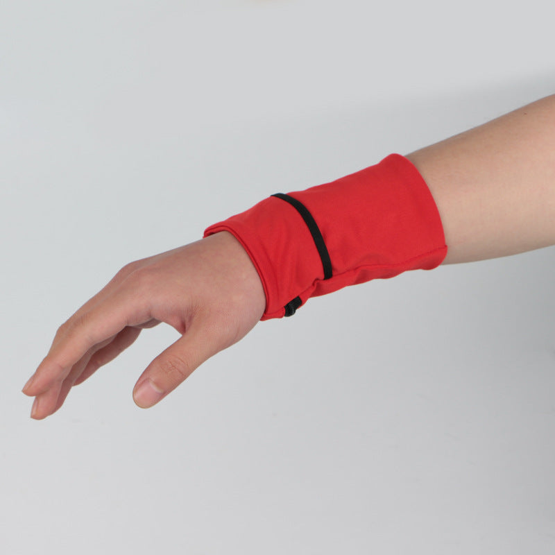 Elastic Band Wrist Wallet Pouch with 2 Zipper Pockets for Valuables.
