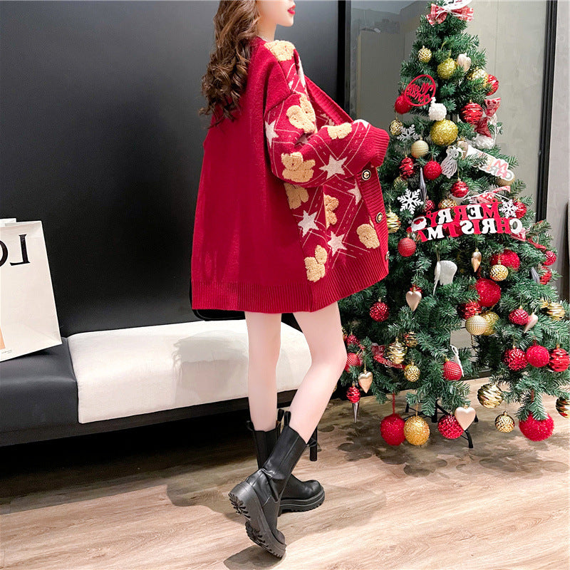 Feels Like Love Teddy Bear Oversized Knitted Cardigan