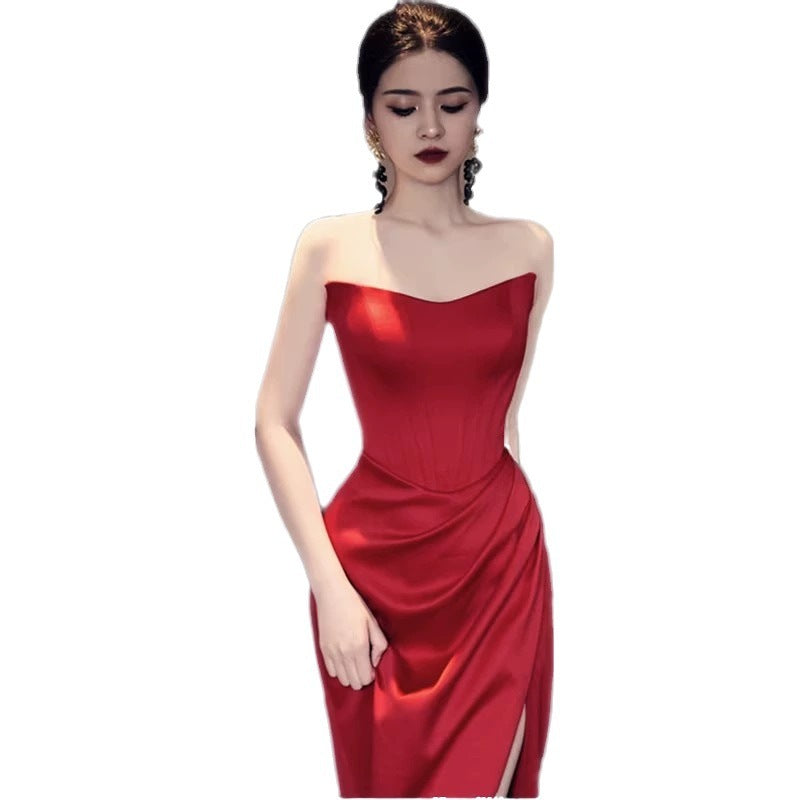 Wine Red Cocktail Party Dress