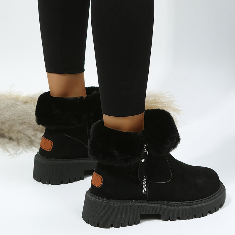 Luxe Suede Thick Warm Fur Ankle Snow Boots