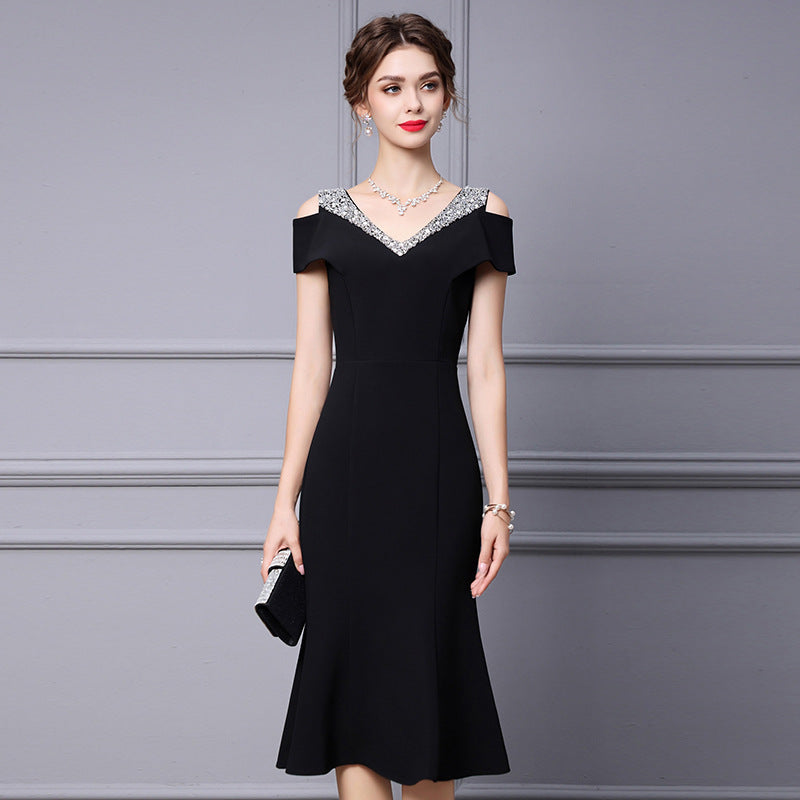 Glacial Queen Gown V-Neck Luxury Dress