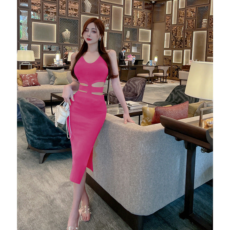 Slim Fit Sling Hip Knitwear Dress