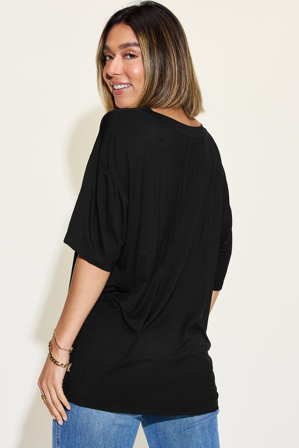 Bamboo Basics Full Size Drop Shoulder Top