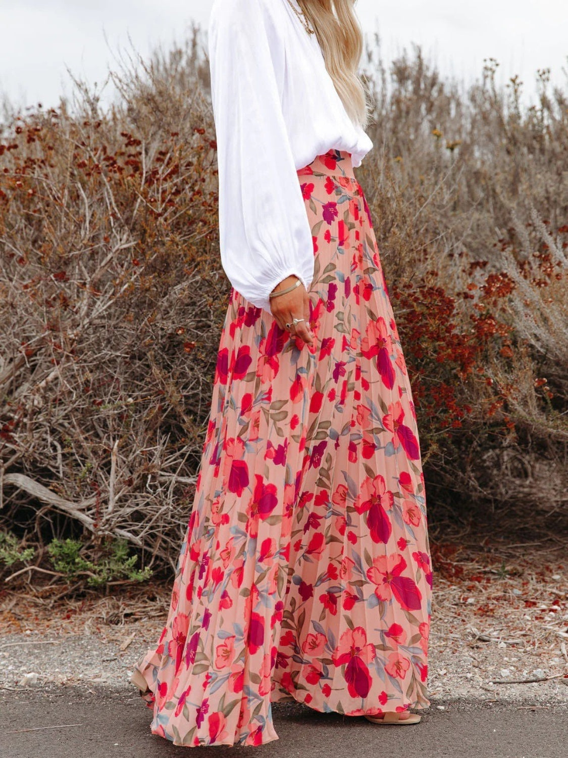 Everlasting Bliss Floral Print High Waist Maxi Skirt