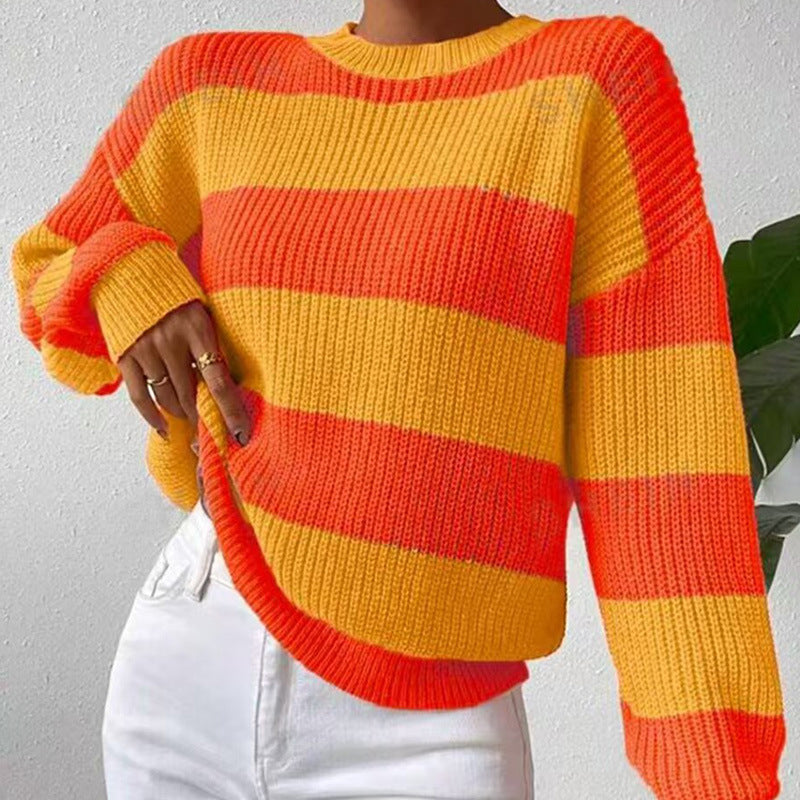 Striped Sweater Loose Long Sleeve Pullover