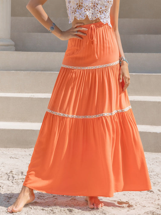 Tangy Twist Waist Maxi Tiered Skirt