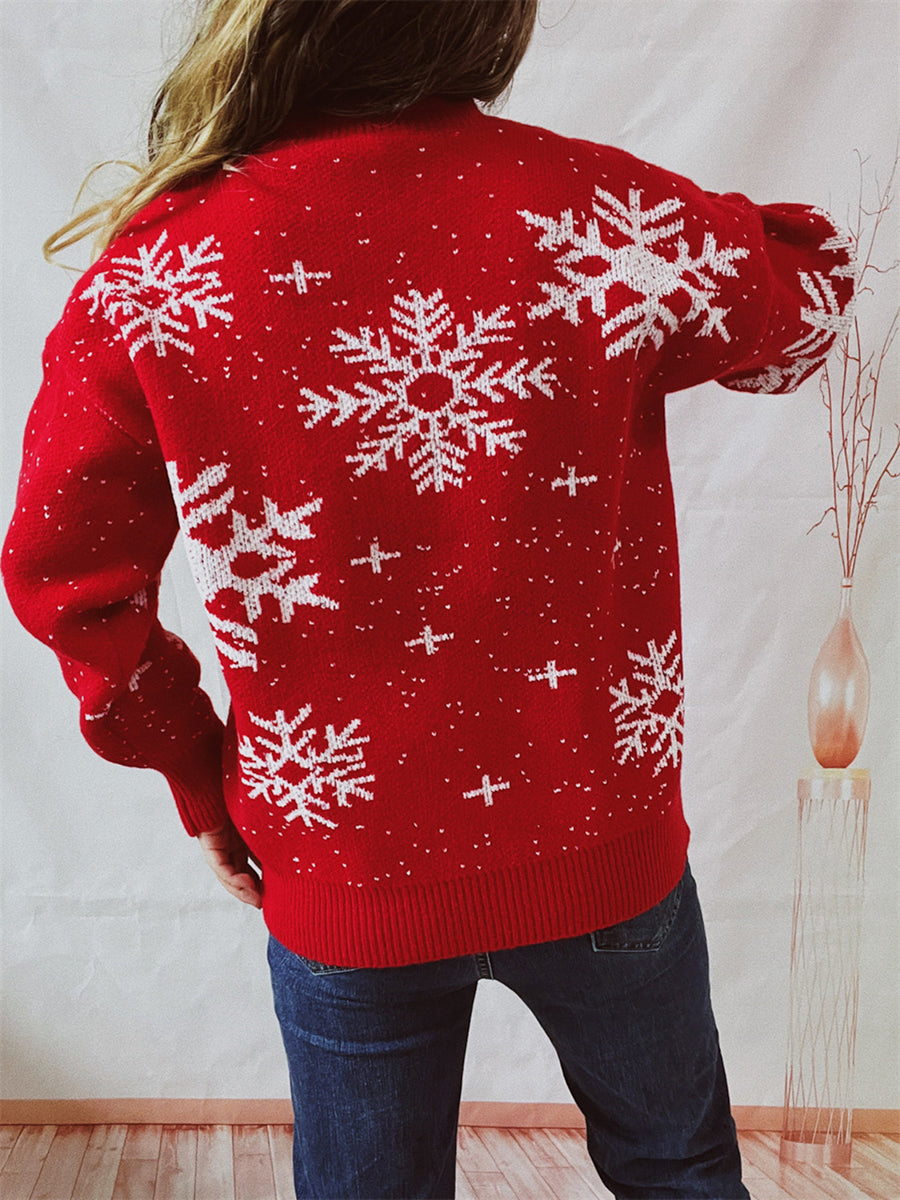 Chill with Me Snowflake Graphic Pattern Christmas Sweater