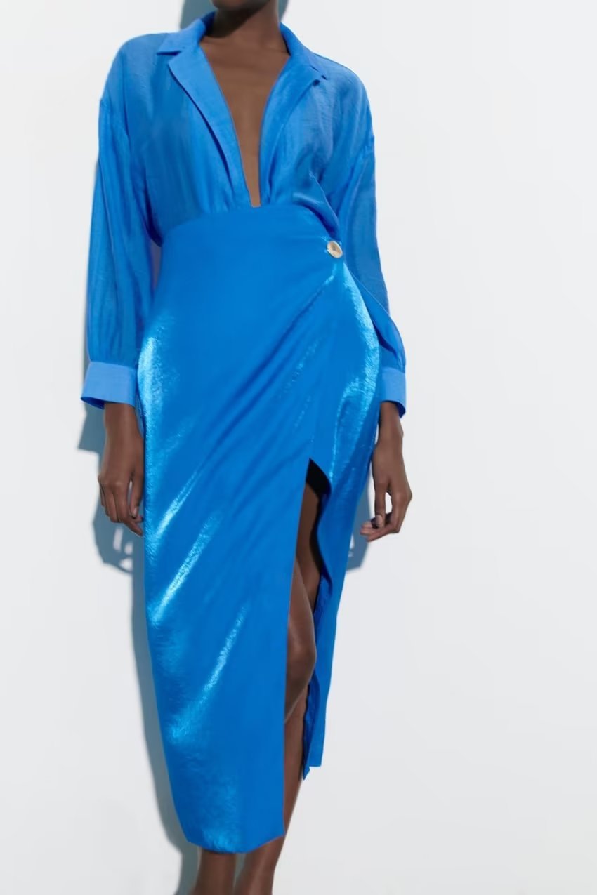 Luxe Textures Silk Satin High Waist Skirt & Top Set