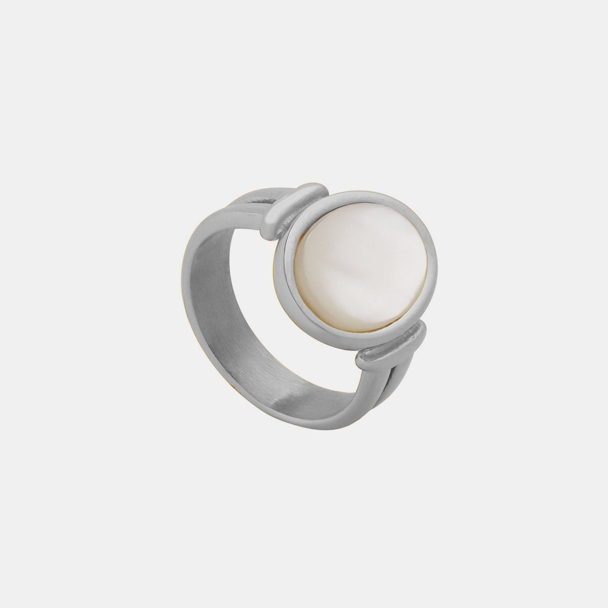 Classic White Sea Shell Ring Titanium Steel