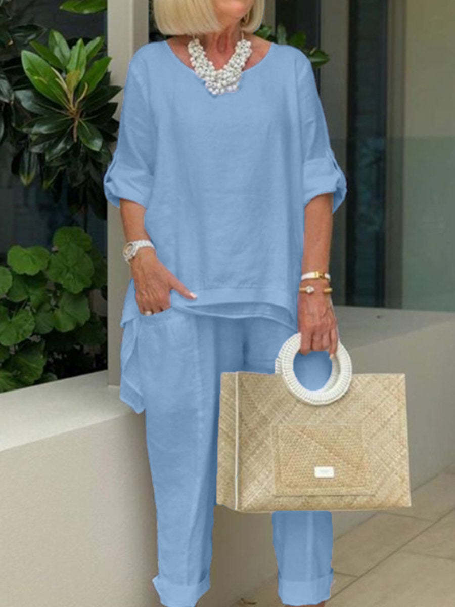 Bliss Zone Relaxation Solid Color Loose Leisure Suit