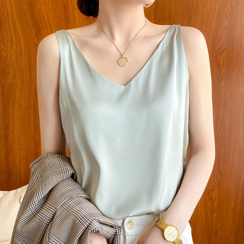 Luxurious Silk Satin Camisole Bottoming Top