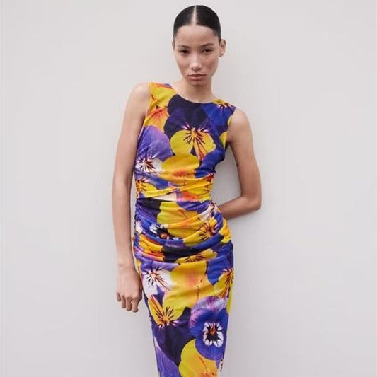 Secret Garden Backless Silk Net Printing Dress