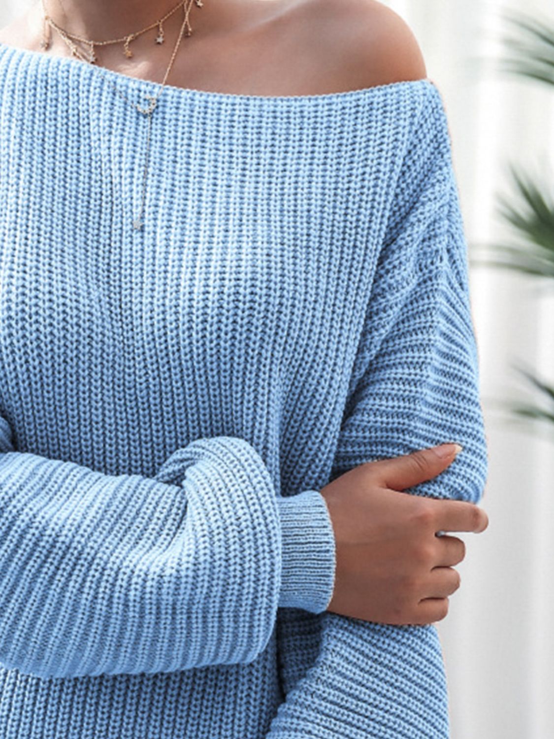 Stylish Rib-Knit Mini  Off Shoulder Sweater Dress