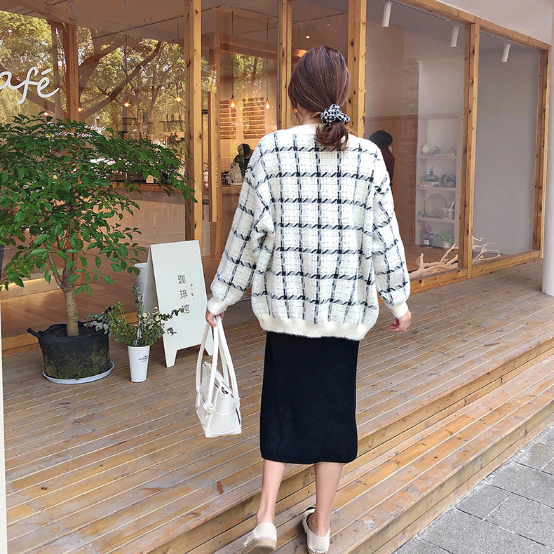 Keep Dreaming Mink Fleece Checkered Cardigan