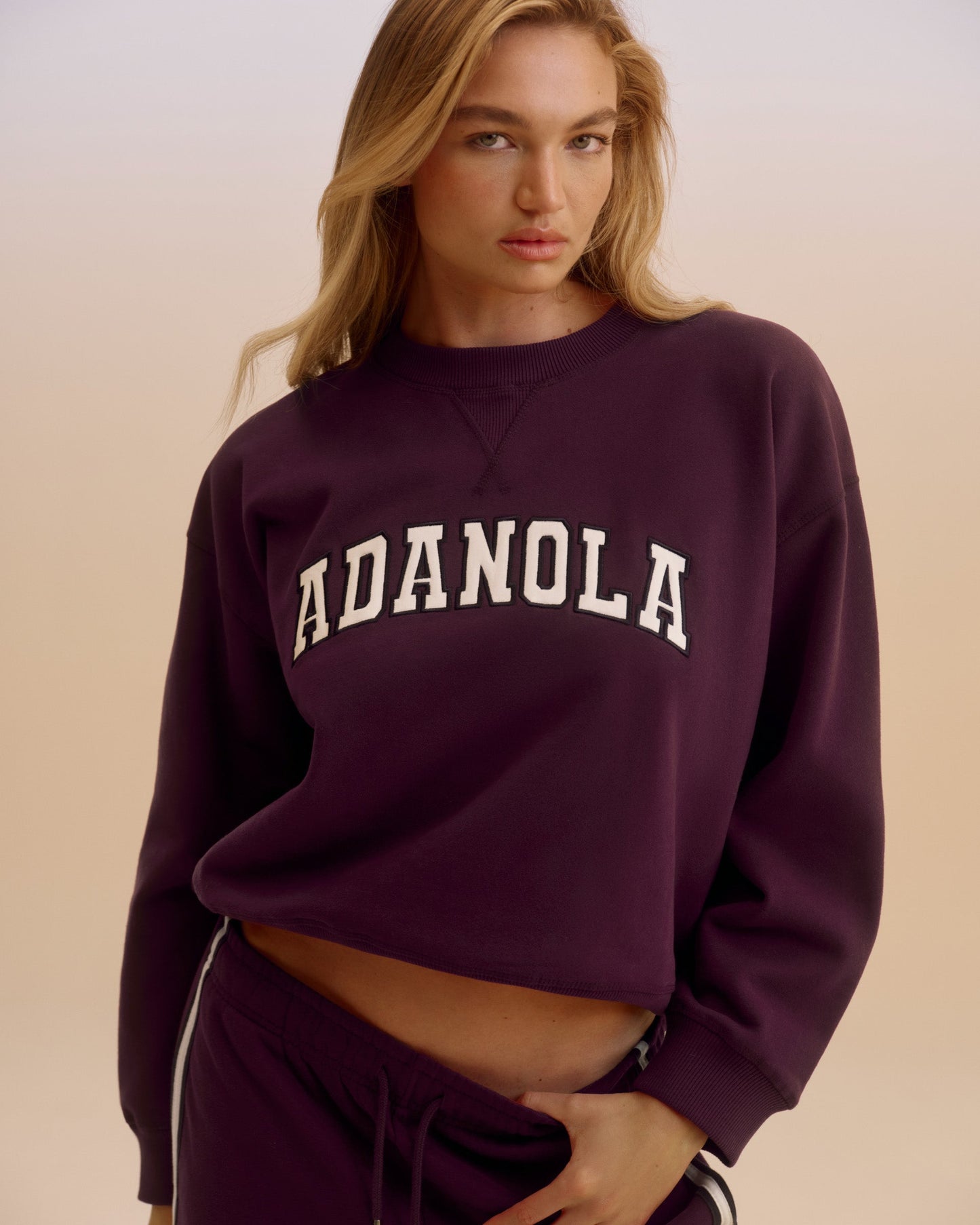 Varsity Loose Fit Sweatshirt - Dark Cherry/Marshmallow White
