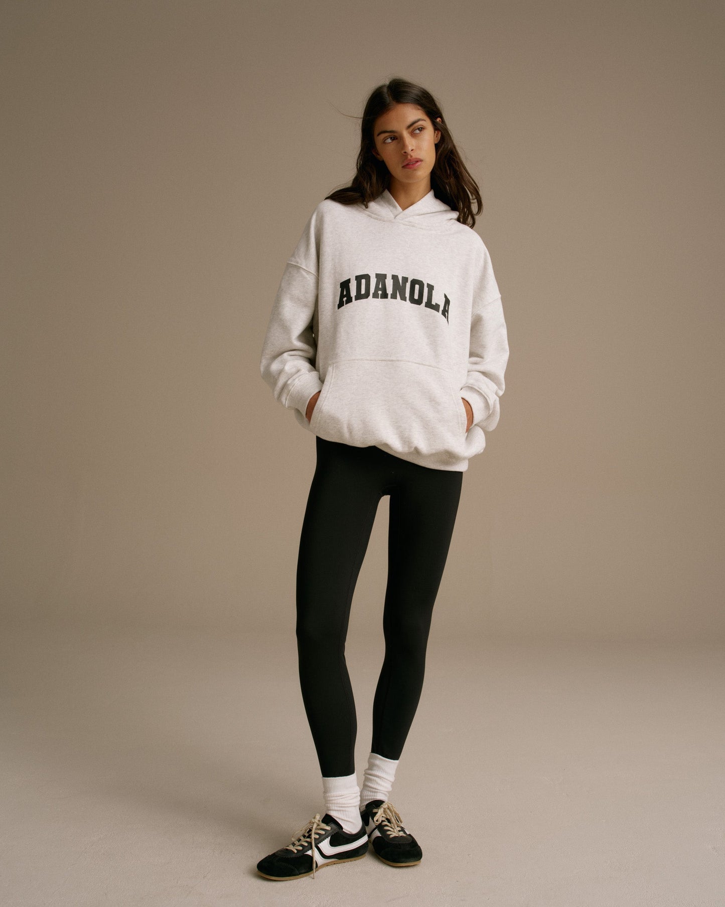 Varsity Oversized Hoodie - Light Grey Melange/Black