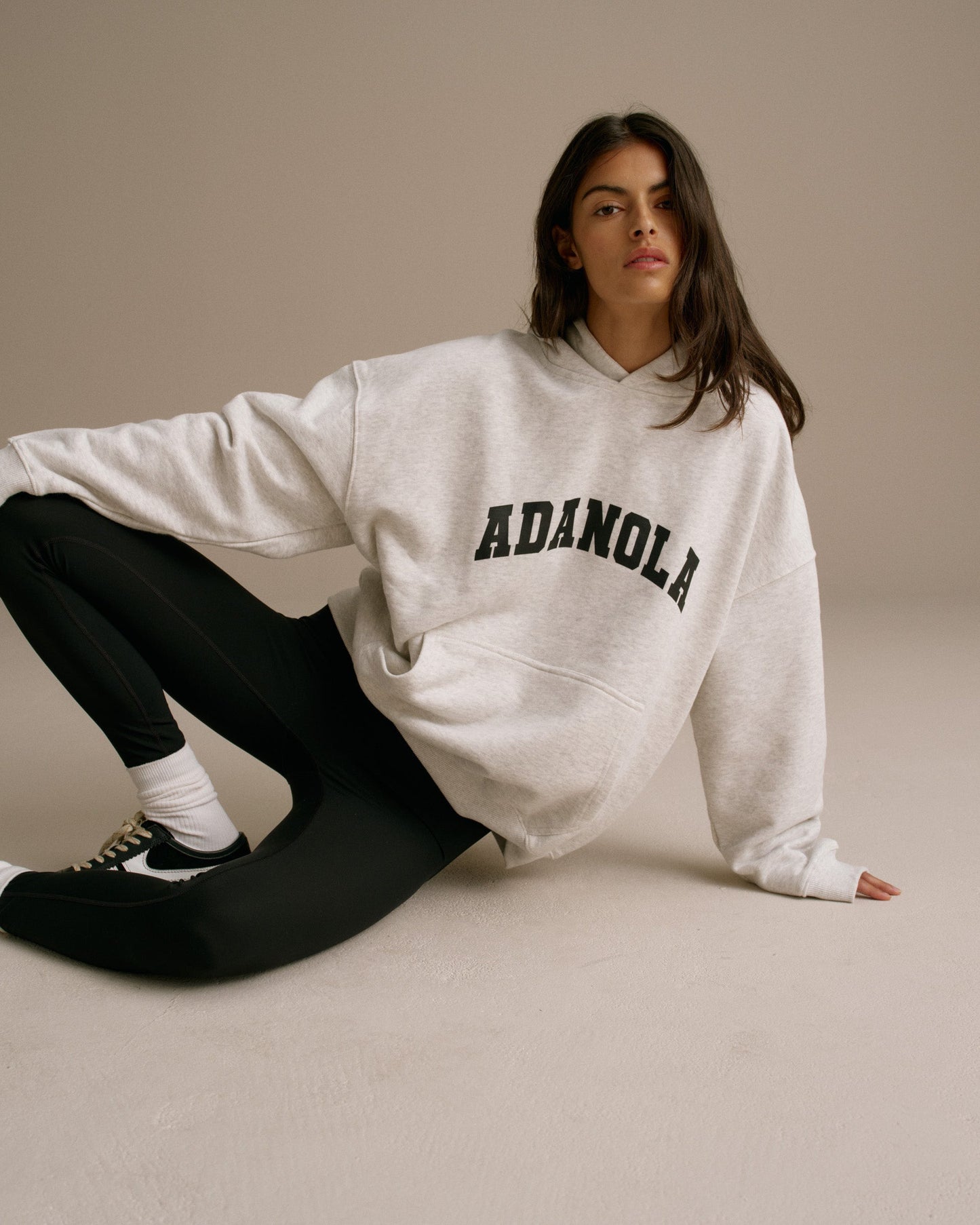 Varsity Oversized Hoodie - Light Grey Melange/Black
