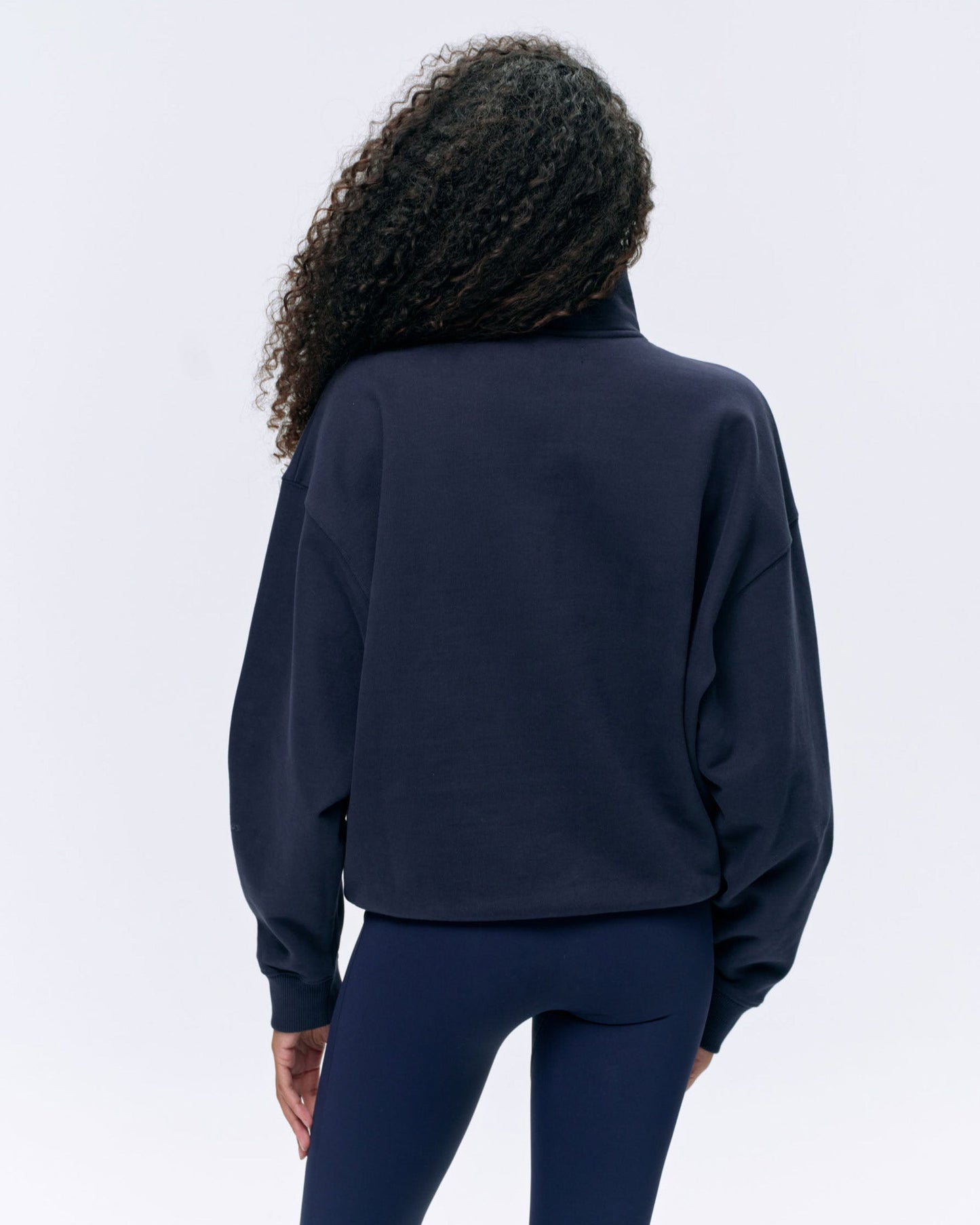 Varsity Relaxed Funnel Neck Zip Sweatshirt - Navy Blue/Burgundy