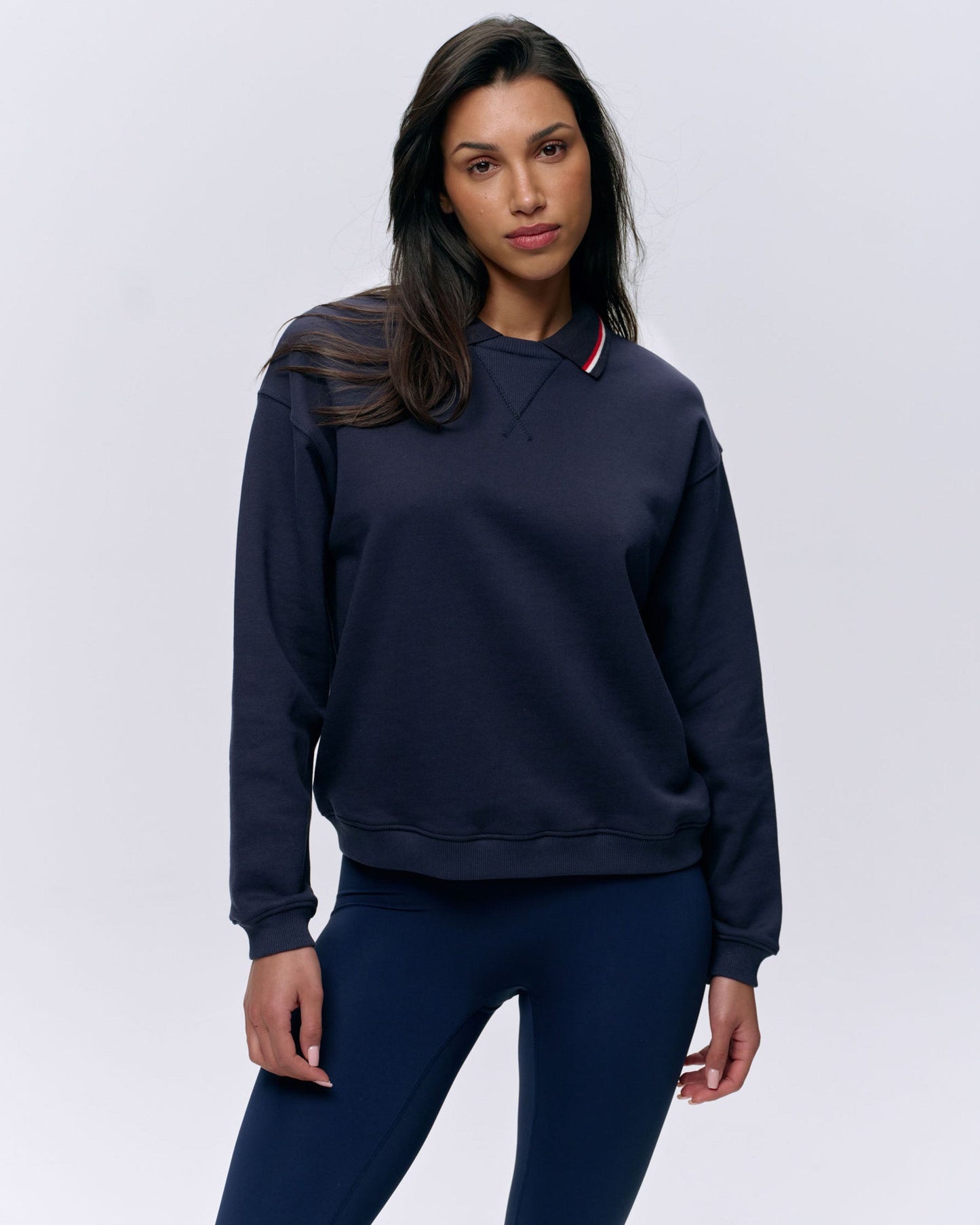 Collared Sweatshirt - Navy Blue/Marshmallow White