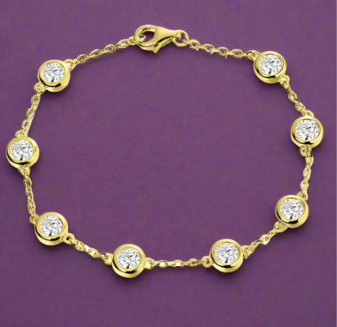 GRA Certified D Color Moissanite Bracelet Sterling Silver 18K Gold Ovlerlay