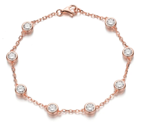 GRA Certified D Color Moissanite Bracelet Sterling Silver 18K Gold Ovlerlay